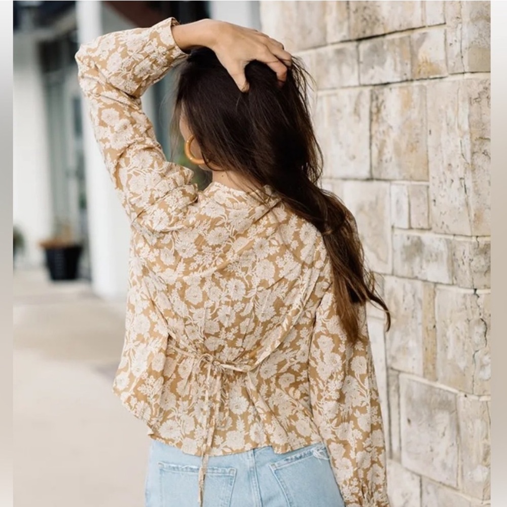 The Great The Stream Buttondown Shirt Top Floral Printed blouse Oat XS